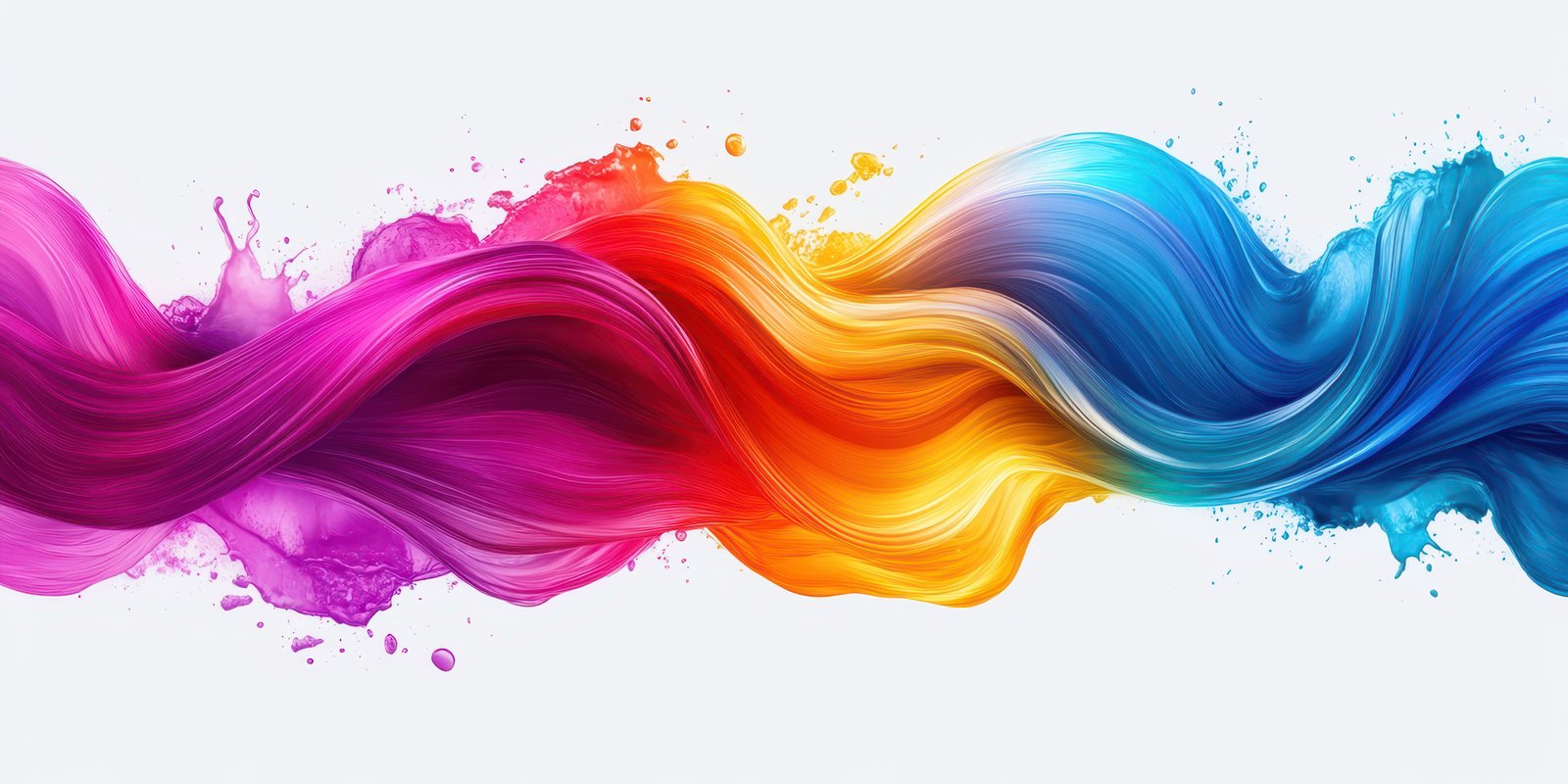 Colorful flowing waves of paint create a vibrant abstract composition in a dynamic display